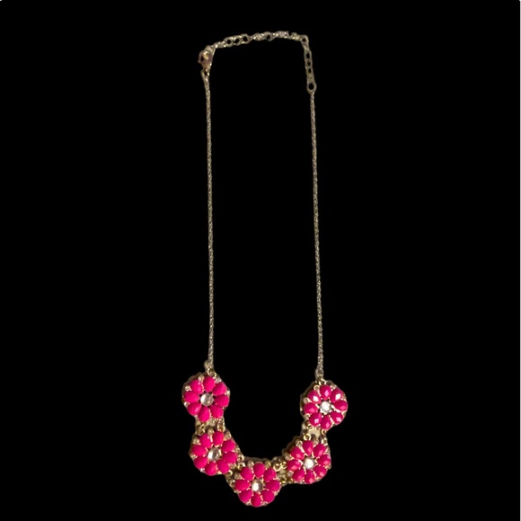 Fun Floral Statement Necklace with Pink & Diamond Stones - Picture 2 of 2